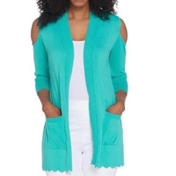 Isaac Mizrahi Sweaters - Isaac Mizrahi Button Cold Shoulder Cardigan